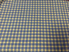 Vintage Plaid Checked Squares Print Fabric Yellow White And Blue 100% Cotton BTY