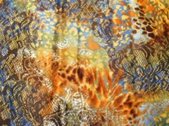 Silky Polyester Fabric Lingerie Blouse Scarf Gold Dark Teal 1 1/2 yds x 48″