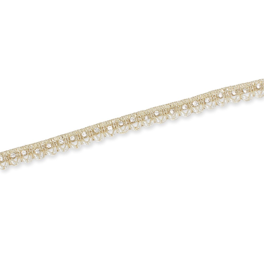 Beaded Rhinestone Fabric Trim 1/2 In Metallic Corded Ribbon 4.9 / 9.8 Yd Spool