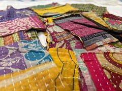 Indian Vintage 50/100 Pcs Remnants of Recycle Cotton quilt, Kantha Fabric Scraps