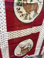 Wildlife Deer Pillow Quilt Fabric Panels Cranston 18×21 Holiday Red Green Buck