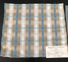 MANUEL CANOVAS Cabourg & Carreau Cabourg in Taupe, Bleu Striped Fabric Samples