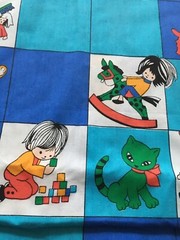 Blue Children Print cotton fabric 62″ Width x 5 Yard For Children ‘s Bedding