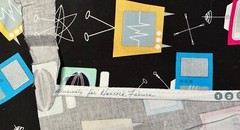 Cotton fabric Kerry Beary mid century modern TV, television, 2 yd+26 in Hancock
