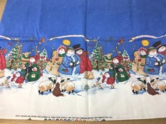 Christmas Holiday Fabric Cotton 44in W X 1-1/2yd Whimsical Snowman Panel Pattern