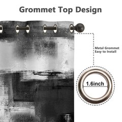 Black and Grey Blackout Curtains, Abstract White Black Modern Window Drapes 2…