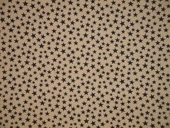 Star Fabric * Scattered Navy Star And Tan Cotton Calico Fabric * Sewing Fabric
