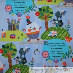 BonEful FABRIC FQ Cotton Quilt VTG Humpty Dumpty Old Nursery Rhyme Baby Boy Girl