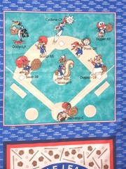 Vintage 2002 Little League ® Baseball Cotton Fabric Panel 46×89 10 Blocks 16″ Sq