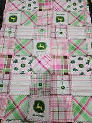 Lot of 4.25 Yards John Deere Madras Plaid Pink Cotton Fabric