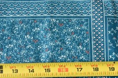 By 1/2 Yd, Vintage, Pink & Cream Calico-Blocks on Blue, Concord, Kessler, V135
