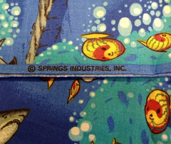 Springs Industries VTG Vivid Underwater Shark Themed Fabric 100% Cotton BTHY
