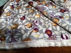 Rare 4 1/3 Yards Chesham Cabinet Collection “Fruit Billett-Grey Berry Fabric