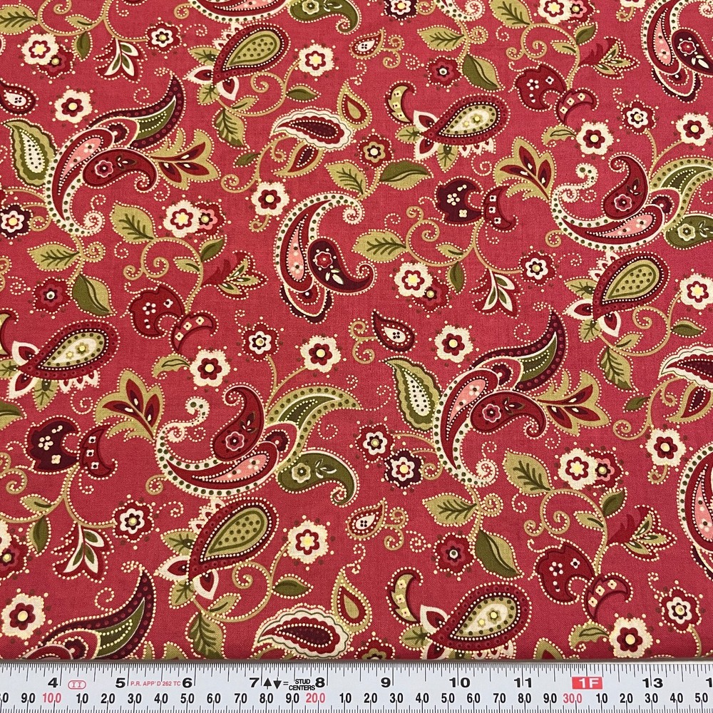 Vintage Floral Paisley Marcus Brothers Textiles Dk Rose Cotton by the HALF YARD