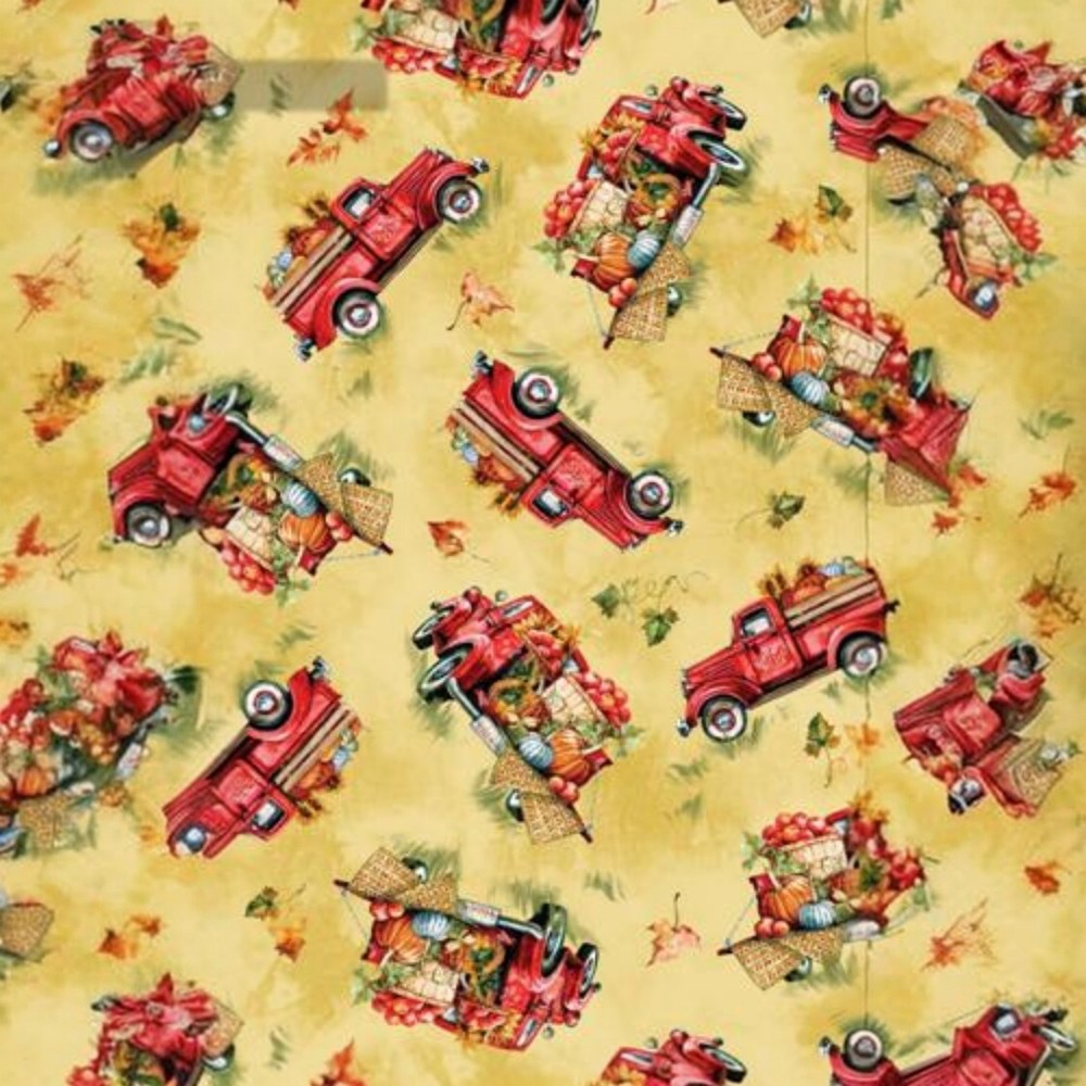 Harvest Apples Cotton Fabric Fall Michael Miller Red Truck By the Yard
