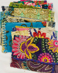 Vintage Embroidered Sari Scraps Bohemian Decorative Swatches Junk Journal Scraps