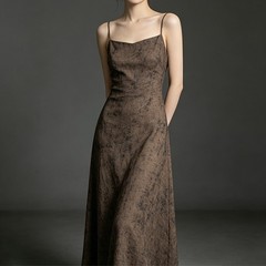 Brown Coffee Colored Distressed Texture Cotton Linen Retro Clothing Fabric