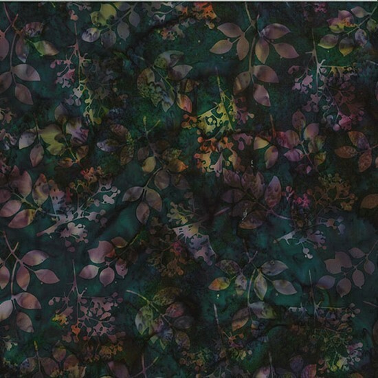 Hoffman Batiks Fabric – Bali Batik – Black Jade Mixed Foliage #T2431-216