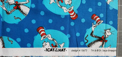 Dr Seuss Fabric The Cat in the Hat 2 cuts 15×42 & 12×22 in. D #15672 by Kaufman