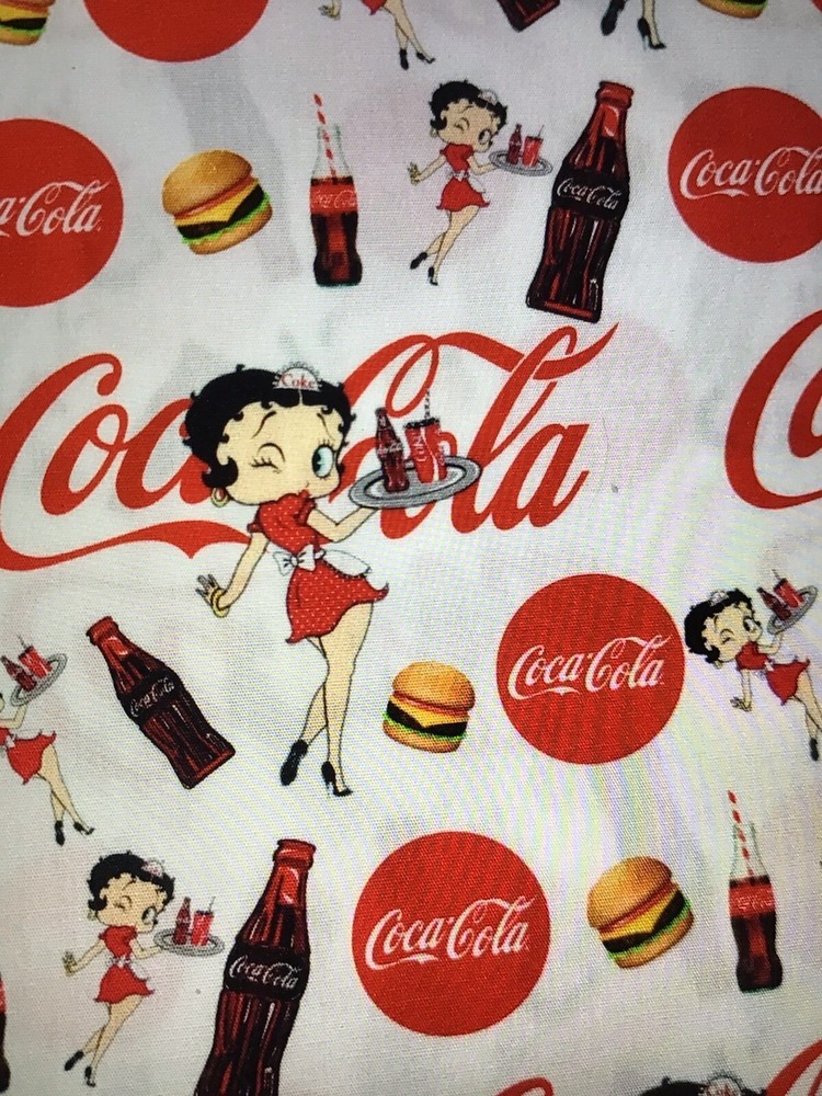 CUSTOM MADE…1 Yard Betty Boop Coca-Cola Cotton Fabric 36” X 54” Coke Movies L