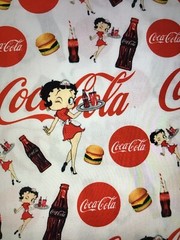 CUSTOM MADE…1 Yard Betty Boop Coca-Cola Cotton Fabric 36” X 54” Coke Movies L