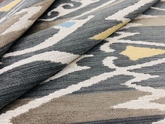 Thibaut Large Scale Ikat Stripe Crypton Fabric- Nomad / Charcoal 3.30 yds W73366