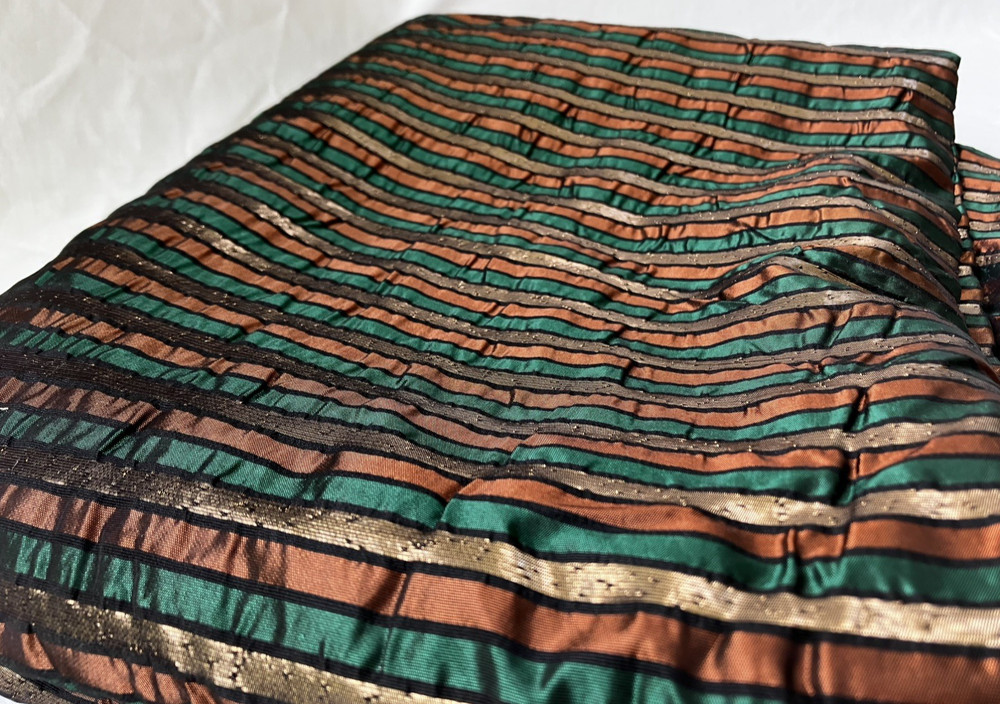 Vintage Fabric ~5 Yds Metallic Stripes (Black/Green/Gold/Copper) Costume/Craft