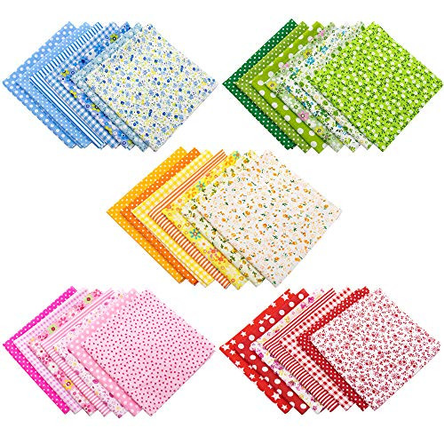 AUEAR Cotton Print Fabric Bundle Squares 9.8″x9.8″ Quilting 35 Pack Style a