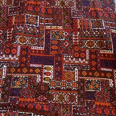 Vintage 5th Avenue Designs Fabric VAT Dye W/Dupont Zepel, Red Bohemian 48×284”