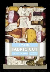 David Textiles 1 YD Quilting Fabric WINE BOTTLES CHEESE GRAPES 100% Cotton NEW