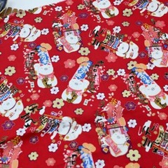 Japanese Fabric Cotton Shiba Inu Dog Pig Print Kimono Curtain Craft Clothes Trim