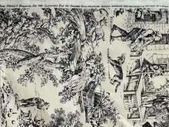 Vtg House ‘N Home Toile Fabric 1986 Black White 33″ X 54″
