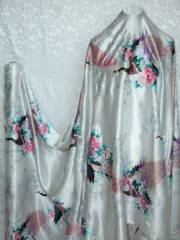 New 100% Silk Charmeuse Fabric Ivory Peacock Per Yard