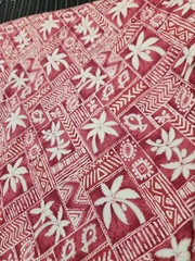 2 YARDS Fashion Avenue by Fabi-Quilt Pink/White Fabric Palm Trees Fish Design