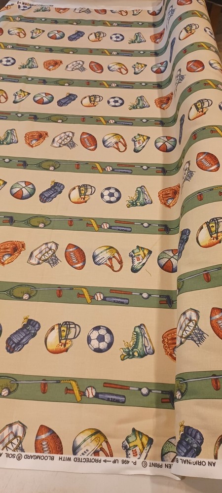 Bloomcraft Screen Print Sports Cotton Fabric Baseball Football Stain Repellent
