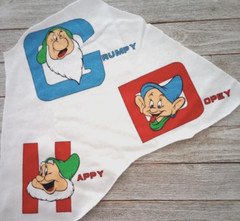 Disney dwarfs fun fabric scrap 4 inch (3) characters flannel back #1005 new