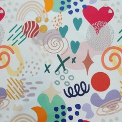 Casual Points Heart Dots Rainbow Patterned Fabric made in Korea by the Yard