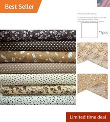 7-Piece Brown Floral Cotton Fabric – Perfect for Quilting & DIY Projects