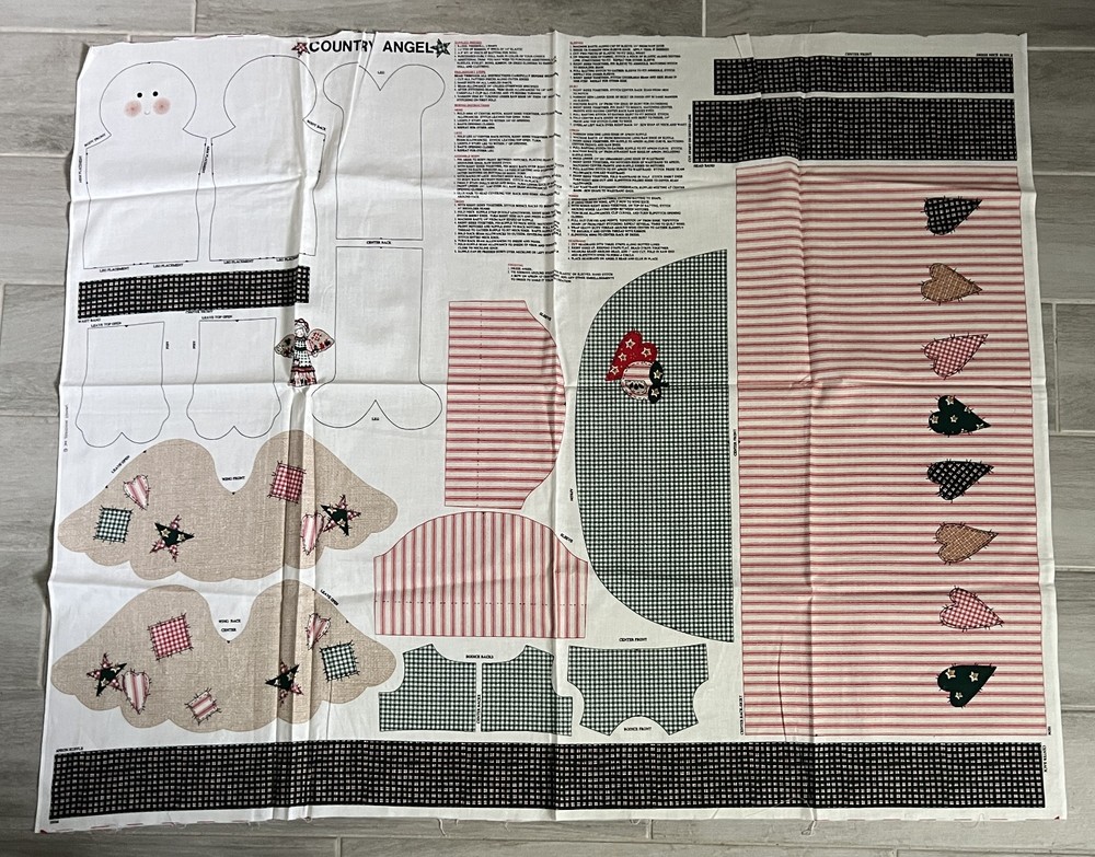 Spring Industries Fabric Panel COUNTRY ANGEL Doll Patchwork Decor