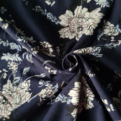 Ivory, Blush Pink Floral on Navy Cotton Jersey Knit – Chic, OEKO-TEX
