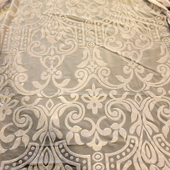 White on White Velveteen Devore Burnout w/ Rococo Pattern