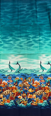 PRINTEX FABRICS #PTK-132 DOLPHIN & FISH SINGLE BORDER-BY THE YARD