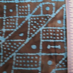 Batik Cotton Quilt Fabric 1 3/8 yards Geometric Blue Brown Craft Material #710
