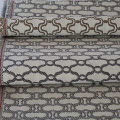 Vintage Contemporary Upholstery Fabric, Gray, Taupe Tan Lattice Links 5.6 yds