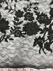Nina BLACK Polyester 3D Floral Embroidery on Mesh Lace Fabric by the Yard – 100