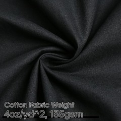 100% Black Combed Cotton Fabric – Machine Washable Poplin by the Yard