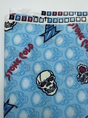 Stone Cold 1999 WWF Fabric 3.5 Yards Vintage White Skulls Blue White Wresting