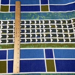 VTG 60s 5th Avenue Design Screen Printed Fabric Mid Century Modern 56 x 50 Blue