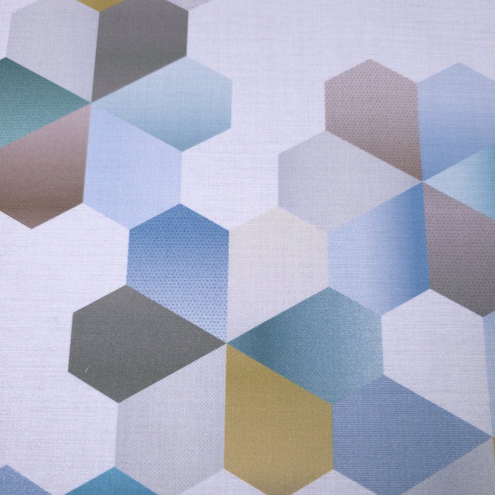 Hexagon Multicolor Upholstery PVC Vinyl Fabric 53″ By Yard Waterproof Cloth