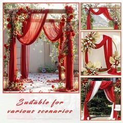 Red Chiffon Wedding Arch Draping Fabric 2 Panels 28 Inch x 20 FT Backdrop